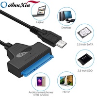 Type-C vers SATA 7 + 15PIN Câble facile à conduire Câble de disque dur SSD série USB3.1 vers SATA 2.5 pouces avec lumière LED