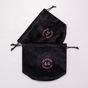 Süper yumuşak siyah yuvarlak alt kadife çanta makyaj özel Logo lüks küçük büyük hediye kadın kadife toz torbası - Product Image 2
