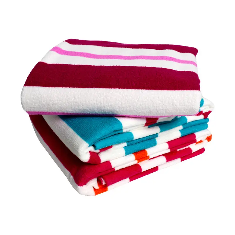 Stock Hot Selling Eco-friendly Towel Blue Red White Striped Bath Yarn Dyed Woven Cabana Stripe Beach Towel