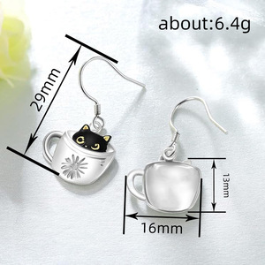 Orecchini pendenti a forma di gatto per donna, design simpatico a forma di animale, accessori per l'uso quotidiano - Product Image 4