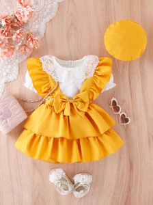 Robes de princesse pour bébé fille, nouveau design, ensemble de robes d'été à manches courtes en dentelle pour filles, <span class=keywords><strong>tenue</strong></span> de fête d'anniversaire pour bébé - Product Image 6