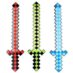 Sabre laser LED à pixels lumineux avec son, en plastique, style Minecraft, jouet mosaïque pour cosplay, promotion de marque, événements festifs, épée clignotante - Product Image 1