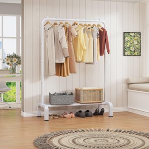Porte-vêtements et chaussures d'intérieur, support de rangement autoportant noir et blanc pour articles ménagers - Product Image 4