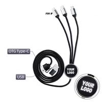 Câble de charge 3 en 1 en nylon tressé de 1,2 m avec logo personnalisé, câble de charge rapide USB Type C, câble de données, cadeau promotionnel