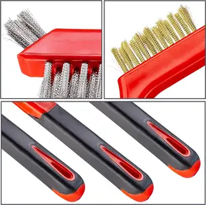 Nylon Wire Brush Small Bristles Scratch Brush With Curved Handle Grip Deep Cleaning Brushes For Rust Dirt Paint Scrubbing