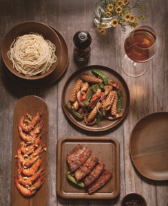 <span class=keywords><strong>Service</strong></span> de table pour assiette à salade 8 ", assiettes en mélamine noir, Grain de bois gris - Product Image 3