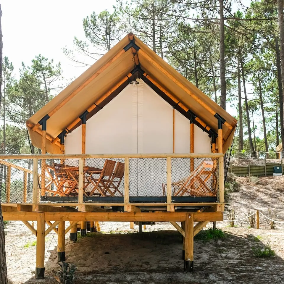 Tente de safari en toile, tempête d'eau, tente de luxe, yourte mongole