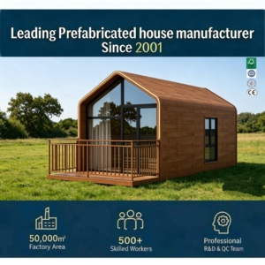 modulaire préfabriquée durable Cabine combinée acier-bois Petite maison antisismique isolée en PU pour hôtel et bureau mobile - Product Image 1
