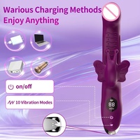 Vibrateur Lapin 3-en-1 Papillon pour Femme, Jouet Sexuel Vibrant Clitoridien et Point G avec Affichage LED, Godemiché Vibrant pour Femmes