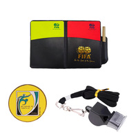 Ensemble d'équipement d'arbitre de football, kit de match de football avec sifflet, cartes rouges et jaunes, disque de tirage au sort, drapeau de juge d'arbitre et manomètre