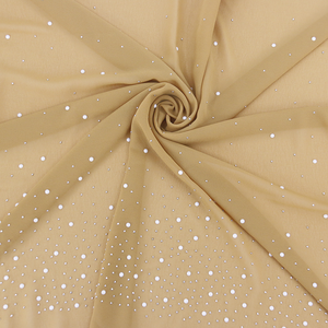 2022 perlas piedras gasa musulmán <span class=keywords><strong>Hijab</strong></span> bufanda larga chales islámicos diamantes de imitación bufandas musulmanas pañuelo para la cabeza - Product Image 4