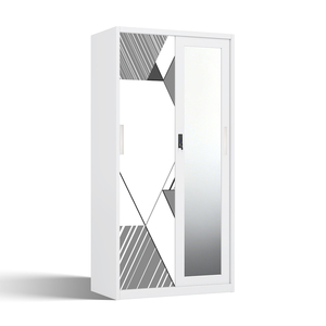 Armario de Acero con Espejo, Puertas Corredizas y Diseño Impreso de 900 mm para Dormitorio - Product Image 2