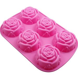 Moule à Savon en Silicone Rose Fait Main Créatif Durable 6 Cavités Fleur Chauffable Outil à Gâteau Jetable avec Emballage en Sac OPP - Product Image 1