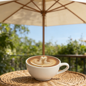 แก้วกาแฟพลาสติกแบบมีหูจับ ลายศิลปะรักษ์โลก รุ่น 6 ซม. แก้วคาปูชิโน่จำลอง จานรองสำหรับโชว์ในร้านกาแฟ อุปกรณ์ประกอบฉากถ่ายภาพยนตร์ บาริสต้า - Product Image 5