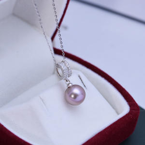 Freshwater White Pearl Pendant <b>Necklace</b> with Strong Light Fine Flaws S925 Silver <b>Y</b>-Shaped Chopin Chain and Lock Bone Chain - Product Image 1