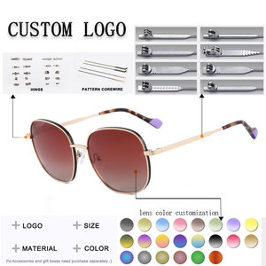 CUSTOM LOGO Unisex <b>Rectangle</b> <b>Sunglasses</b> Full Rim Metal Frame Red <b>Black</b> Polarized Lenses % UV Protection Fashion Adult Model - Product Image 2