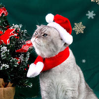 Ensemble chapeau et écharpe de Noël QbellPet pour chien, accessoires élégants pour animaux de compagnie sur le thème de Noël rouge pour chiens et chats