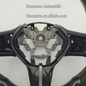 Volant de direction en cuir lisse en fibre de carbone le plus populaire avec surpiqûres orange pour Infiniti Q50 - Product Image 4