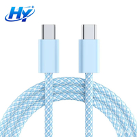 Cable USB C a C de Nailon Trenzado de 6A y 60W para Carga Rápida y Transferencia de Datos para Teléfonos Móviles iPhone, Samsung, Android, Venta al Por Mayor