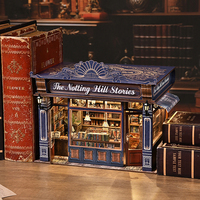 Kit de bricolage pour bibliothèque miniature de luxe Notting Hill avec éclairage LED, décoration intérieure, cadeau de Noël/anniversaire