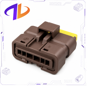 Conector Eléctrico Automotriz Sellado de 6 Pines, Contacto de Cobre Hembra, Carcasa de Nylon Marrón, para Cableado de Automóviles - Product Image 1