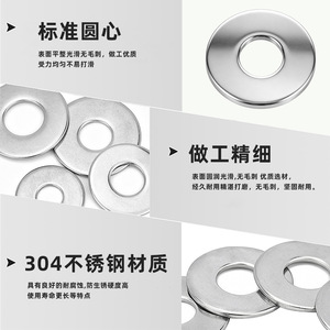 Rondelle plate en acier inoxydable 304 Jin Hongying M3 M4 M5 M8 M10 M36 DIN125 Grade A pour applications de boulons - Product Image 1