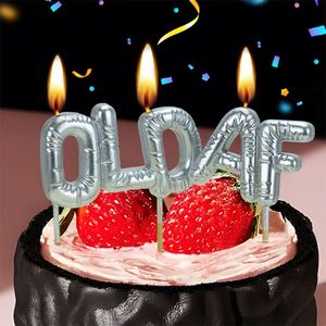 Bougies de gâteau en lettres métalliques argentées « OLD AF » en gros pour mariages et anniversaires - Product Image 1