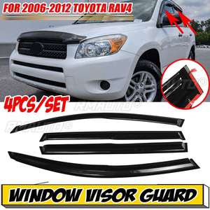 4x Black Car Side <b>Window</b> Visor Rain Guard <b>Vent</b> Rain Guard Door Visor Cover Trim ForToyota for RAV4 2006-2020 Awnings Shelters - Product Image 1