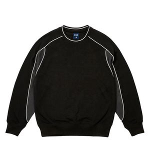 Sudadera Unisex de Algodón con Bloques de Color, Personalizable, Lisa, con Cuello Redondo, Estilo Vintage de Baloncesto con Ribete - Product Image 3