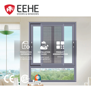 Pista de ventana corredera de aluminio EEHE con mosquitera certificado CE rotura térmica ventana corredera a prueba de viento - Product Image 1