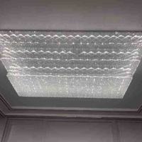 Lustre rectangulaire de luxe en cristal K9, luminaire suspendu LED à 3 niveaux pour hall d'hôtel, villa, salle de banquet, décoration