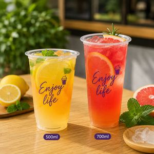 Vaso de Plástico PP Transparente Personalizado de 360ml, 500ml, 700ml para Jugos, con Tapa, Desechable, para Batidos y Bebidas Frías - Product Image 1