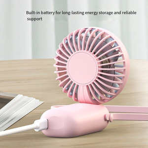 漫画ネックファン-2-in-1折りたたみ式ハンドヘルドミニファン、学生/寮用充電式USB (かわいい & ポータブル) - Product Image 2