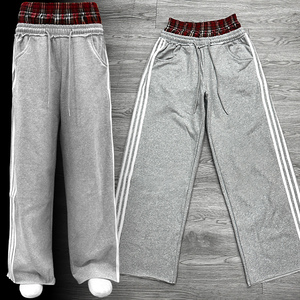 Pantalon de survêtement pour homme MICHI personnalisé, réversible, écologique, à trois bandes, double taille, style streetwear à carreaux - Product Image 3