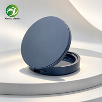 Boîte à poudre noire écologique en gros, portable, avec boucle, pour cosmétiques et outils de maquillage, en plastique ABS, avec miroir