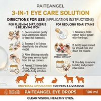 Gouttes oculaires pour animaux de compagnie 100ml – Nettoyant naturel pour taches de larmes – Lavage oculaire pour chiens, chats et bétail – Apaise les démangeaisons – GMP OEM Personnalisé