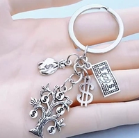 Porte-clés Arbre de la prospérité et de la richesse financière, Calculatrice abaque, Sac d'argent en dollars américains, Arbre à monnaie, pour comptable