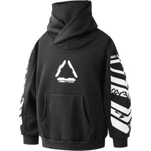 Sudadera con Capucha Niepce Inc Techwear para Hombre, Negra y Blanca, con Estampado Gráfico por Sublimación, Transpirable, de Felpa Francesa, Estilo Urbano - Product Image 3