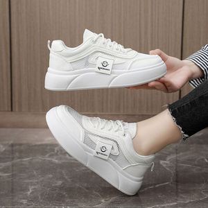 Summer Autumn Winter New Style Women's Lace-up Breathable Perforated Mesh Lightweight Design <b>Soft</b> Sole Casual Sports <b>Shoes</b> - Product Image 3