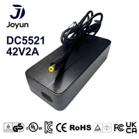 Cargador Rápido de Litio Portátil Inteligente Joyun de 42V 2A, Conector DC 5521, Protección de Seguridad Completa, Modelo LK150-4200200 para Bicicleta Eléctrica de 36V