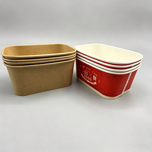 Takeaway Food <b>Paper</b> <b>Bowl</b> with lids PE Coated 150GSM-350GSM Custom Logo Print for Food Container Bulk Manufacturing - Product Image 1