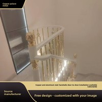 Rampe d'escalier en alliage d'aluminium pour villa, garde-corps artistique pour maison de campagne auto-construite, duplex haut de gamme, fixation au sol, personnalisable, livraison nationale