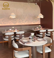 Ensemble de mobilier de restaurant en bois haut de gamme, restaurant, hôtel et café, mobilier commercial de luxe durable, blanc, design unique