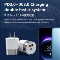 Bloc chargeur rapide USB A+C double port 25W PD 3.0 avec protection OTP ignifuge pour PC, universel pour ordinateurs portables 17/16/15/14 Pro Max et voyages