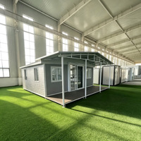 Casa Contenedor Expandible de Estructura de Acero Resistente, Casa Móvil Modular Prefabricada con Terraza para Vivir al Aire Libre