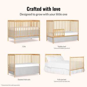Lit bébé convertible 5-en-1 Dream Me Synergy, taille standard, transformable en lit d'appoint pour tout-petit, couleur naturelle, pour matelas Gold BSA 3 - Product Image 4
