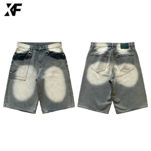 شورت جينز رجالي فضفاض مغسول عالي الجودة من القطن 100٪ بتصميم عتيق من إنتاج XUFEI الأصلي - Product Image 1