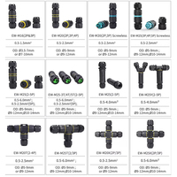 Connecteur étanche de type T à 2/3/4/5 broches, câble étanche IP68, joint étanche, borne de connexion rapide LED