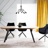 Nouvelle arrivée 2026 - Table à manger ronde extensible en bois avec pieds en métal pour salle à manger