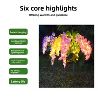 Lot de 4 lampes solaires LED décoratives pour jardin, motif glycine, étanches IP65, allumage/extinction automatique, pour aménagement paysager, vente en gros